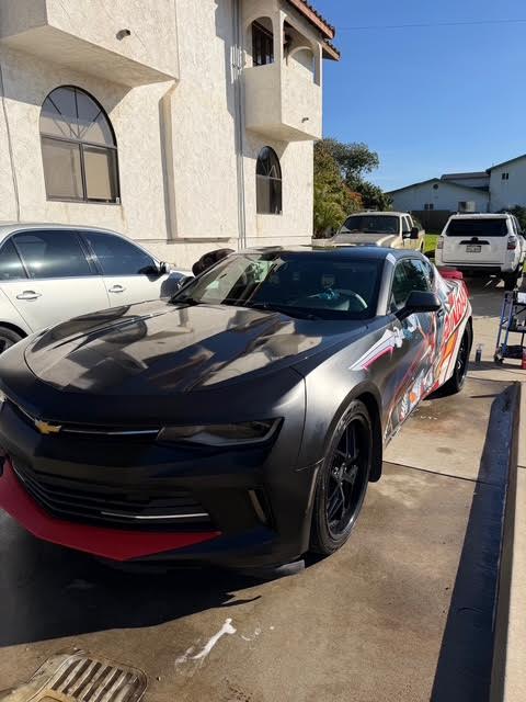 Black Camaro after exterior detail