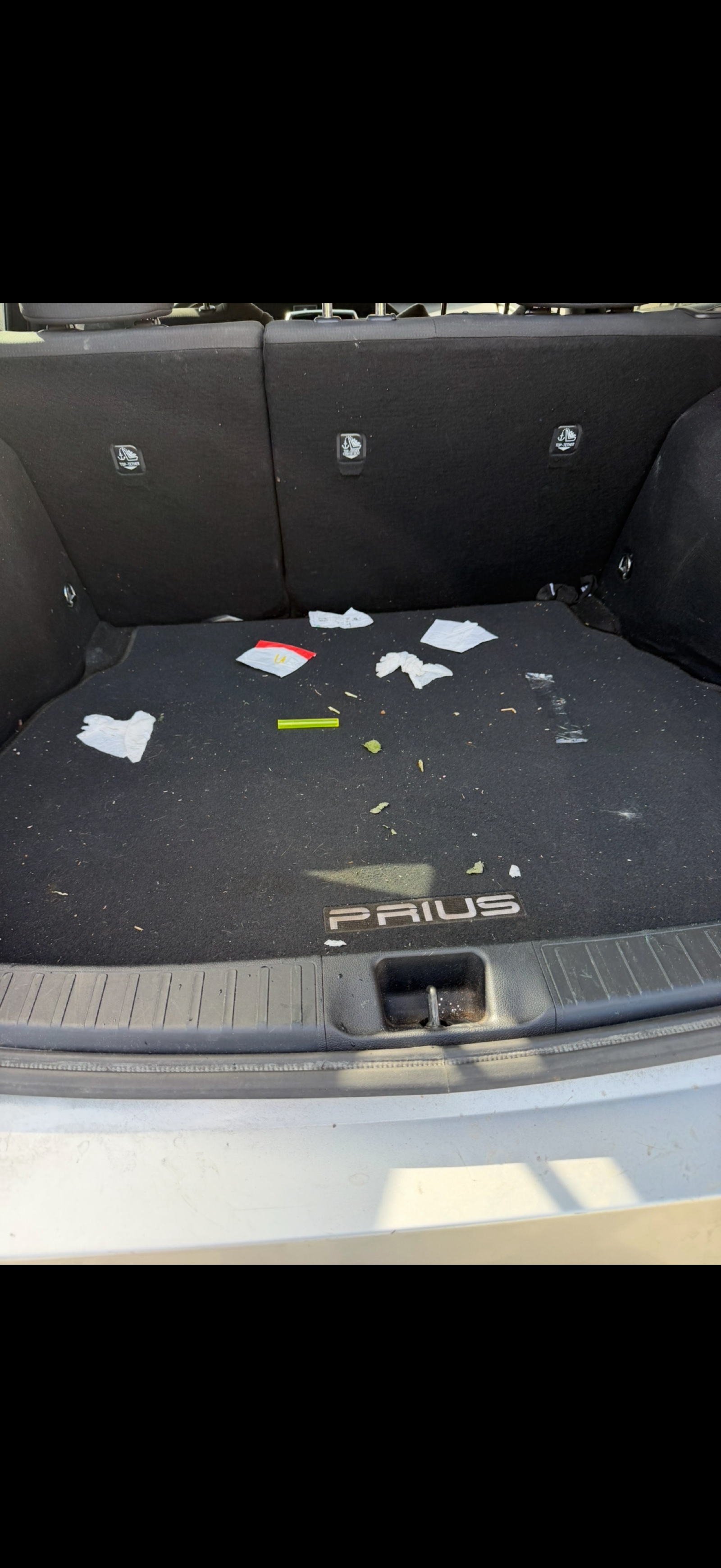 Dirty Prius trunk before detail